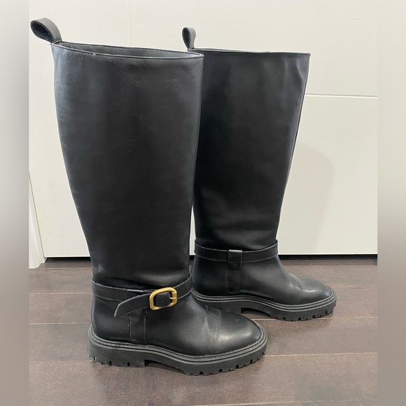 Zara Leather Knee High Boots - Size 7.5 - Picture 9 of 11